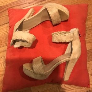 Tan / Cream Vegan Suede Heels Size 7